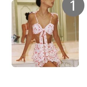 Princess Polly White and Red Floral Mini Skirt Set